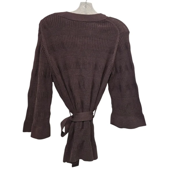 Banana Republic Belted Cardigan Jacket Dark Brown XL Textured 100% Cotton NWT - Picture 7 of 14